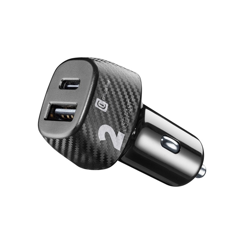 Cellular Line  CELLULAR LINE Φορτιστής Αυτοκινήτου με 2 θύρες USB-C και USB 32W Μαύρος