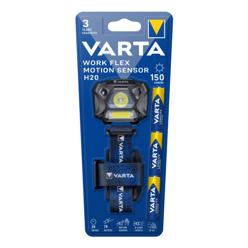 Varta VARTA Φακός Κεφαλής LED Work Flex Motion Sensor H20 + 3xAAA