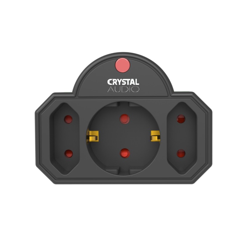 Crystal Audio CRYSTAL AUDIO SP21-1300-70 Μαύρο Πολύπριζο Προστασίας 1 Θέσης Schuko & 2 Απλών Θέσεων 1300j/70d