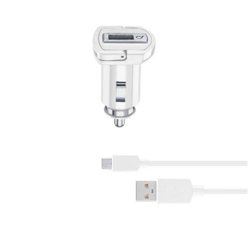 Cellular Line  CELLULAR LINE 226397 Σετ Φορτιστής Αυτοκινήτου για Huawei με θύρα USB και Καλώδιο microUSB 2A Λευκός