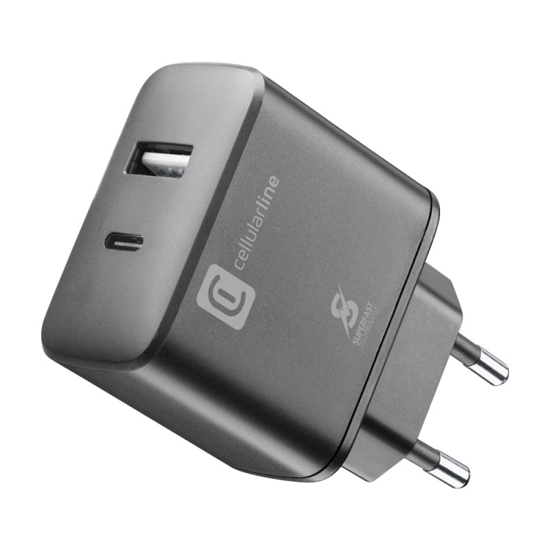 Cellular Line  CELLULAR LINE 420047 Φορτιστής Σπιτιού Dual Port για Samsung με Θύρα USB-A και Type-C 25W Μαύρος