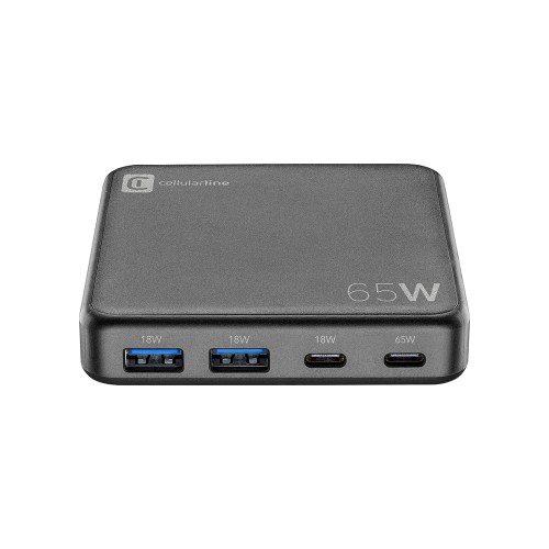 Cellular Line  CELLULAR LINE 456817 Επιτραπέζιος Φορτιστής με 2xUSB-A και 2xType-C 65W Μαύρο