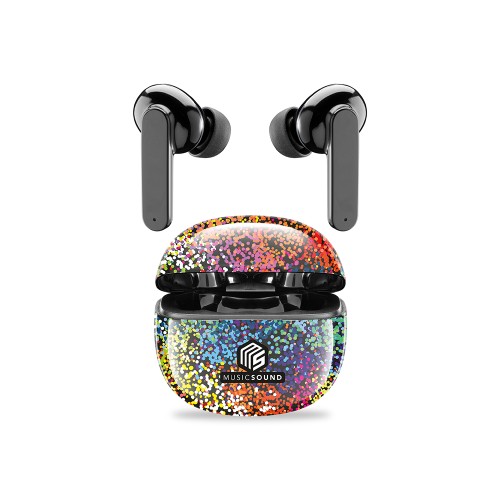 Cellular Line  CELLULAR LINE 466960 Music Sound Fancy Bluetooth Ακουστικά TWS Μαύρα με Θήκη Φόρτισης Πολύχρωμη