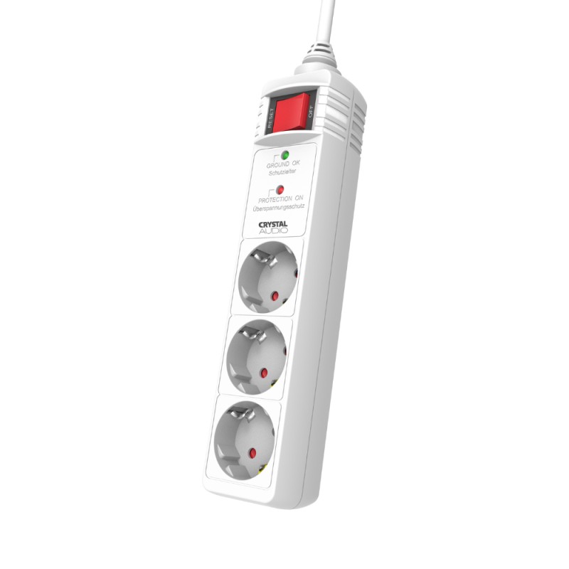 Crystal Audio CRYSTAL AUDIO CP3-1300-70 Λευκό Πολύπριζο Προστασίας Schuko 3 Θέσεων 1300j/70db