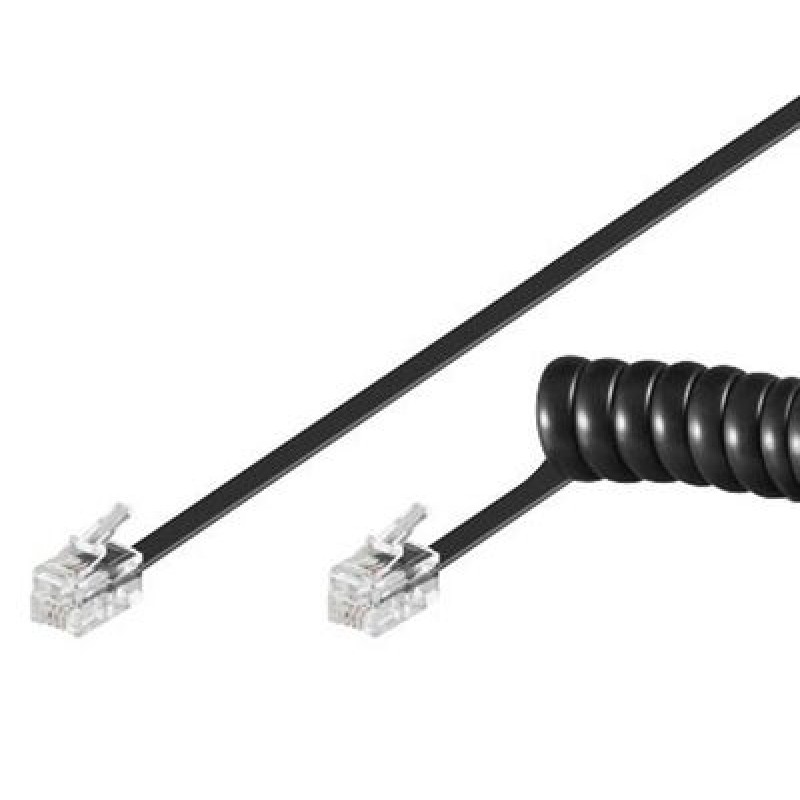 GOOBAY GOOBAY καλώδιο τηλεφώνου 68002, spiral, RJ10 4P4C, CCA, 4m, μαύρο
