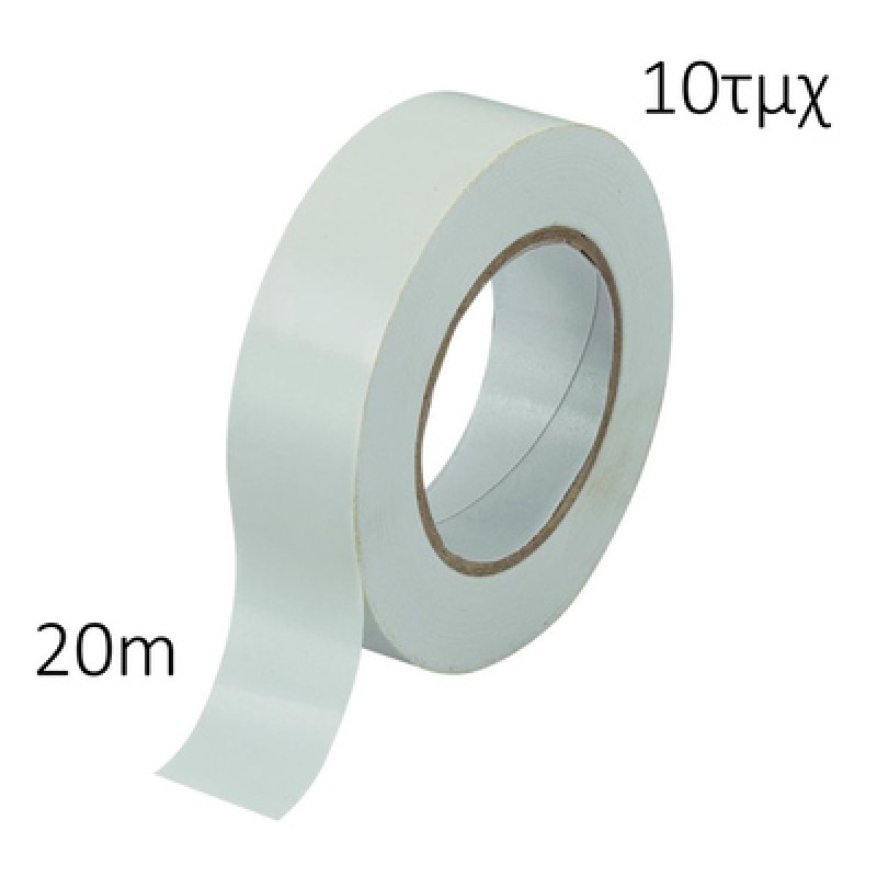 Powertech POWERTECH μονωτική ταινία, λευκή, 18mm, 20m, 10 τεμάχια