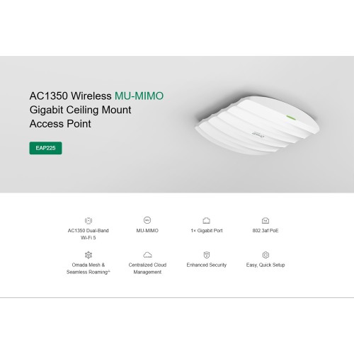 TP-Link TP-LINK ασύρματο access point EAP225, AC1350, Ceiling Mount, Ver. 3.0