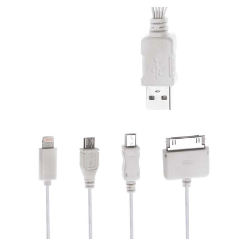 Powertech POWERTECH καλώδιο USB 4 in 1 PT-214, 1m, λευκό