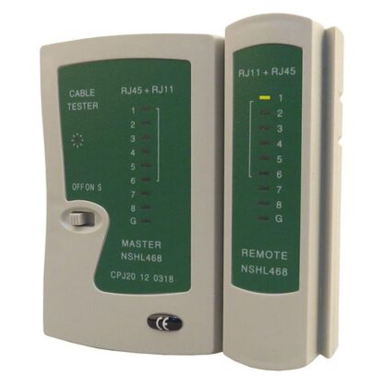 Powertech POWERTECH tester καλώδια δικτύου & τηλέφωνου CAB-N044 για RJ11/RJ12/RJ45