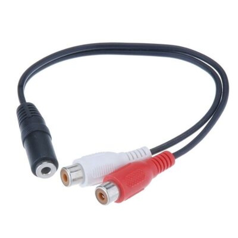 Powertech POWERTECH καλώδιο 3.5mm θηλυκό σε 2x RCA θηλυκό CAB-R012 0.20m, μαύρο
