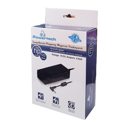 Powertech POWERTECH φορτιστής laptop PT-286 για HP, 90W, 19.5V, 4.62A