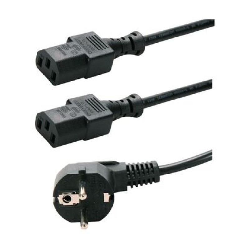 Powertech POWERTECH καλώδιο τροφοδοσίας PC για σύνδεση 2 συσκευών P009, 3pin, 1.5m