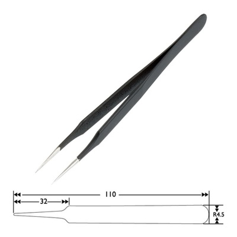 SPROTEK SPROTEK ESD αντιστατική τσιμπίδα ST-T510, 110mm, ίσια, λεπτή