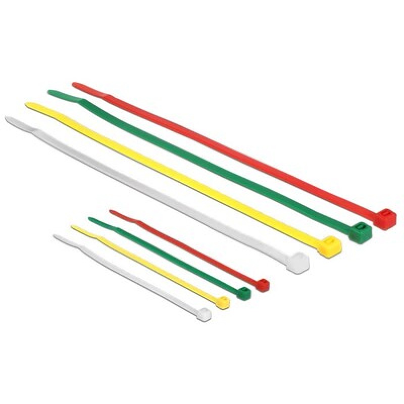DELOCK DELOCK δεματικά καλωδίων 18628, 100x2.5mm & 200x3.6mm χρωματιστά, 200τμχ
