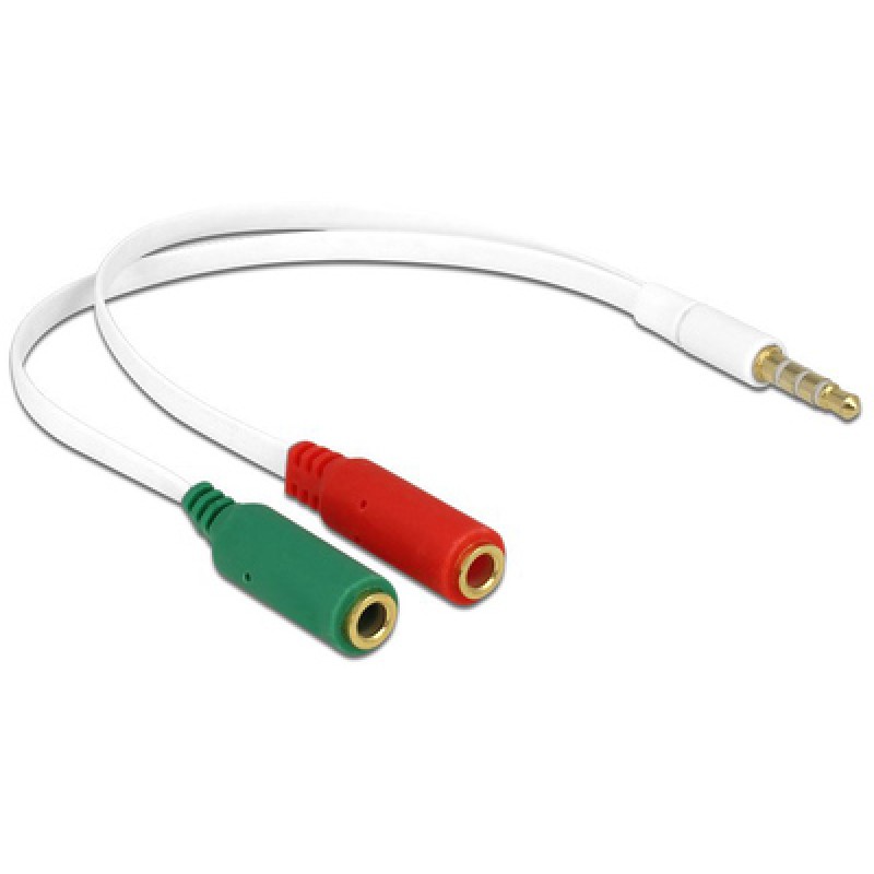 DELOCK DELOCK καλώδιο 3.5mm 4-pin σε 2x 3.5mm 3-pin θηλυκό 65447, λευκό