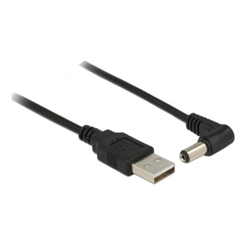 DELOCK DELOCK καλώδιο USB σε DC 5.5 x 2.1mm 83578, γωνιακό, 1.5m, μαύρο