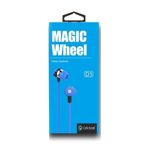 CELEBRAT CELEBRAT earphones με μικρόφωνο D1, 3.5mm, Φ10mm, 1.2m flat, μπλε