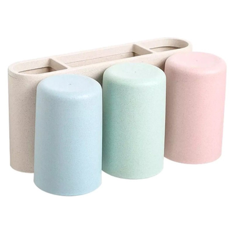 ECOCO ECOCO βάση οδοντόβουρτσας με 3 ποτήρια E1615, μπεζ