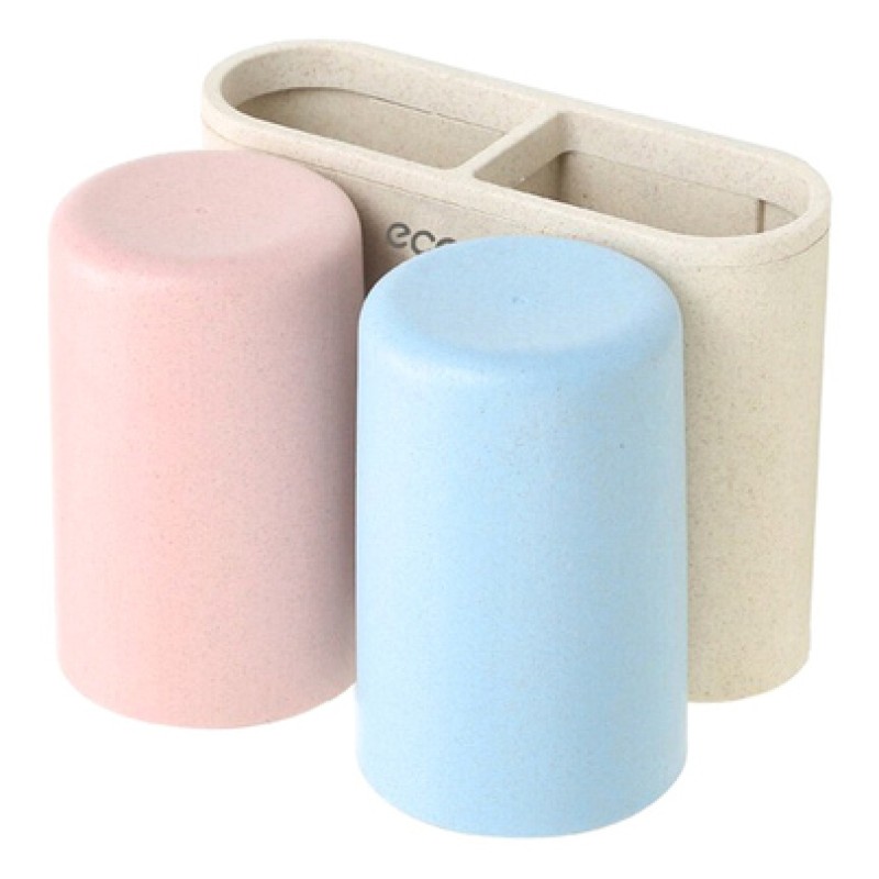 ECOCO ECOCO βάση οδοντόβουρτσας με 2 ποτήρια E1701, μπεζ