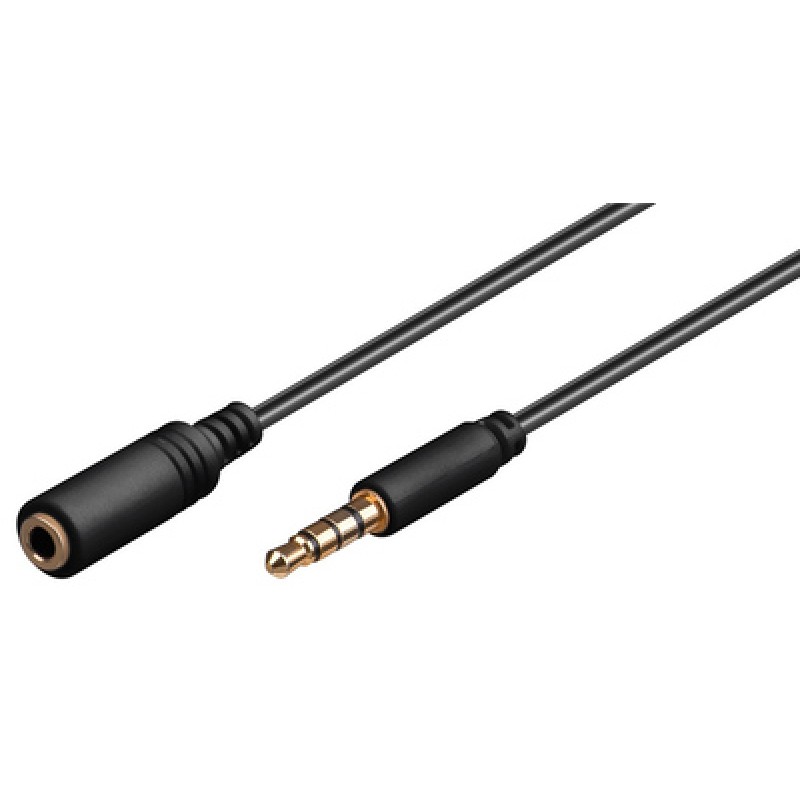 GOOBAY GOOBAY προέκταση καλωδίου ήχου 3.5mm 62481, 4 pin stereo, CU, 5m, μαύρο