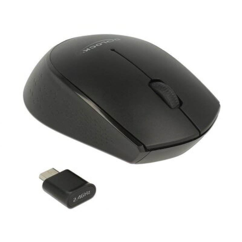 DELOCK DELOCK ασύρματο ποντίκι 12526, Οπτικό, USB-C receiver, 3-button, μαύρο
