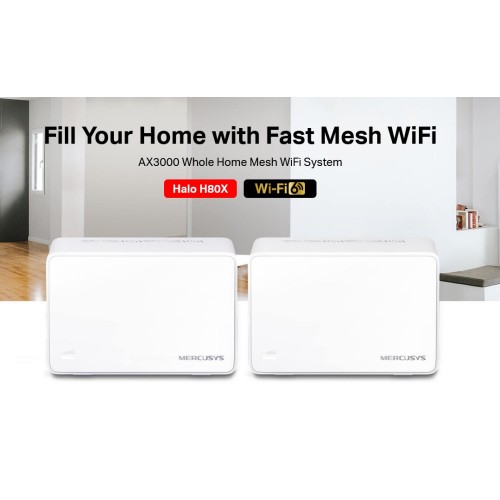 MERCUSYS MERCUSYS Mesh Wi-Fi 6 System Halo H80X, 3Gbps Dual Band, 2τμχ, Ver. 1.0