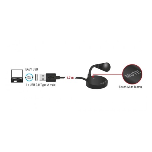 DELOCK DELOCK USB μικρόφωνο 65868 με βάση και mute button