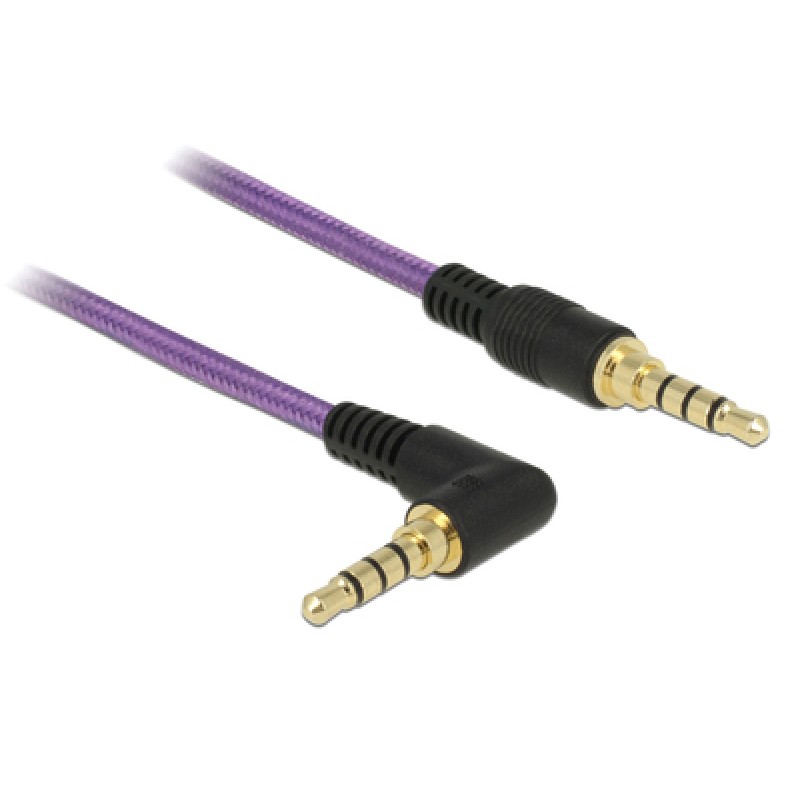 DELOCK DELOCK καλώδιο Jack stereo σε Jack stereo 4pin 3.5mm, 90°, μωβ, 1m