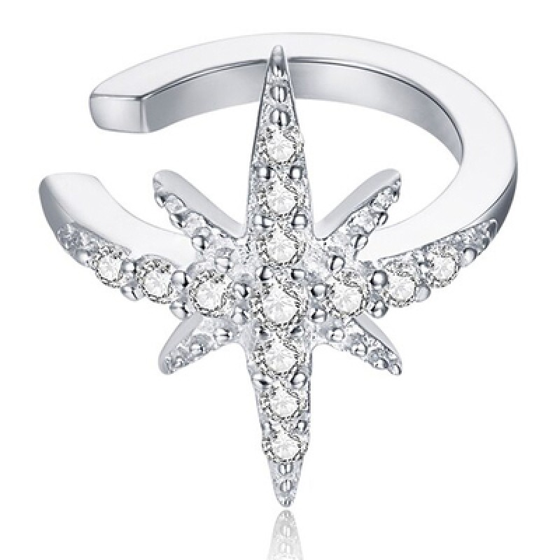 BAMOER BAMOER σκουλαρίκι cuff SCE999-A με κυβική ζιρκόνια, ασήμι 925, ασημί