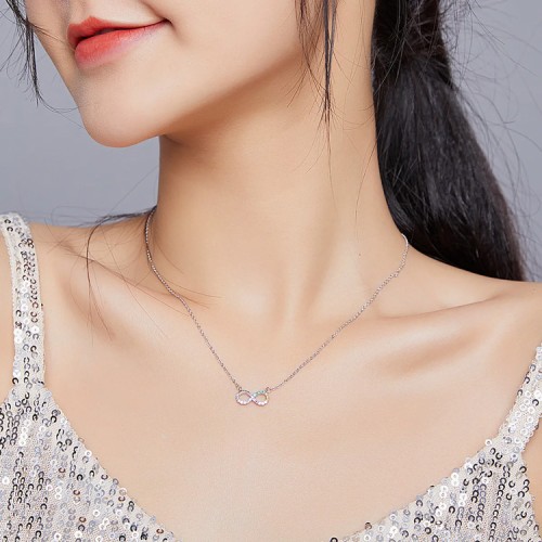 BAMOER BAMOER κολιέ άπειρο SCN402 με κυβική ζιρκόνια, ασήμι 925, ασημί