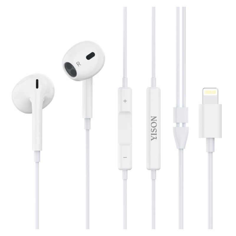 YISON YISON earphones με μικρόφωνο X7, Lightning σύνδεση, Φ14mm, 1.2m, λευκά