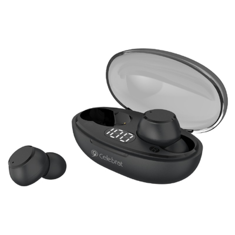 CELEBRAT CELEBRAT earphones με θήκη φόρτισης TWS-W32, True Wireless, Φ8mm, μαύρα