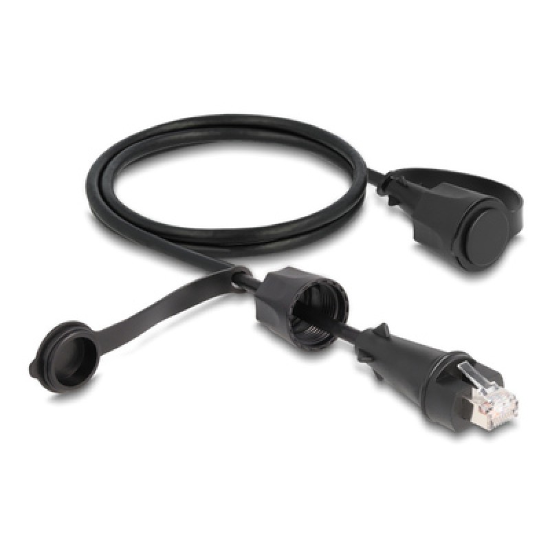 DELOCK DELOCK καλώδιο δικτύου 80166, CAT 6 STP, με καπάκι, IP68, 1m, μαύρο