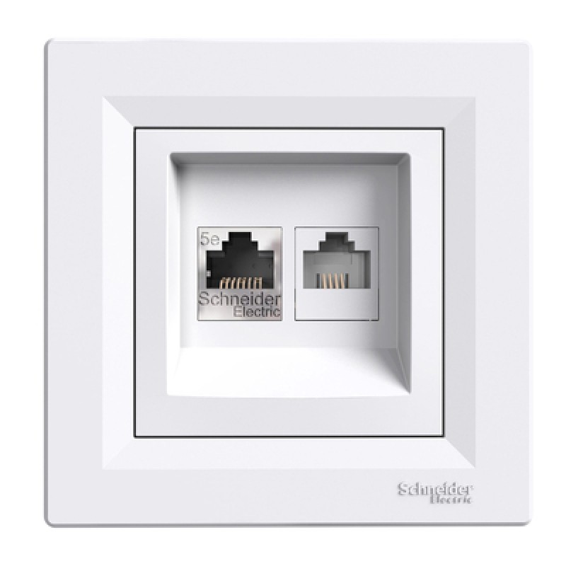 SCHNEIDER ELECTRIC SCHNEIDER ELECTRIC επιτοίχια πρίζα δικτύου RJ45 & RJ12 Asfora EPH4900121
