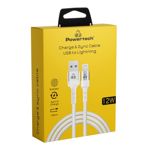 Powertech POWERTECH καλώδιο USB σε Lightning PTR-0126, 12W, copper, 1m, λευκό