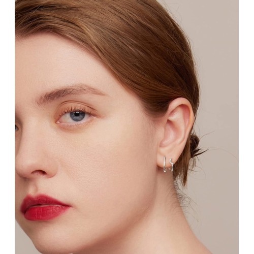 BAMOER BAMOER σκουλαρίκια διπλοί κρίκοι SCE1480, κυβική ζιρκόνια, ασήμι 925