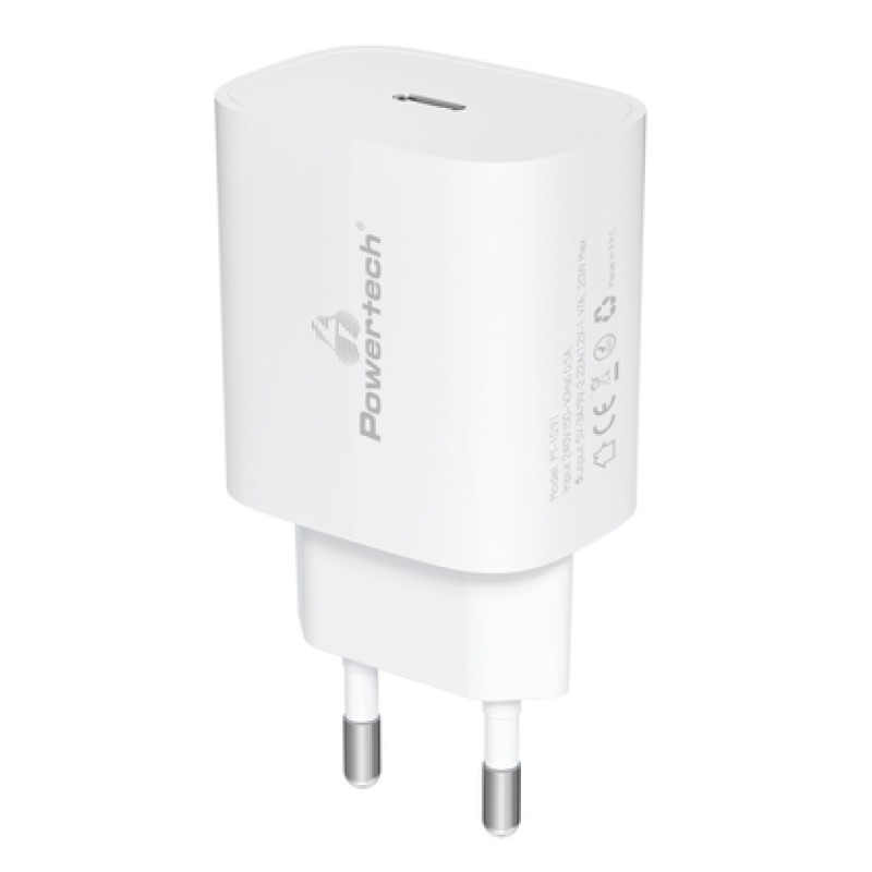 Powertech POWERTECH φορτιστής τοίχου PT-1091, USB-C, PD 20W, λευκός