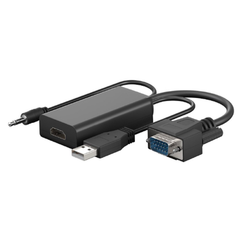 GOOBAY GOOBAY αντάπτορας VGA σε HDMI 61259, 3.5mm Jack, 1080p/60Hz, μαύρος