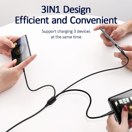 USAMS USAMS καλώδιο USB σε USB-C/Lightning/Micro USB US-SJ374, 10W, 1m, μαύρο