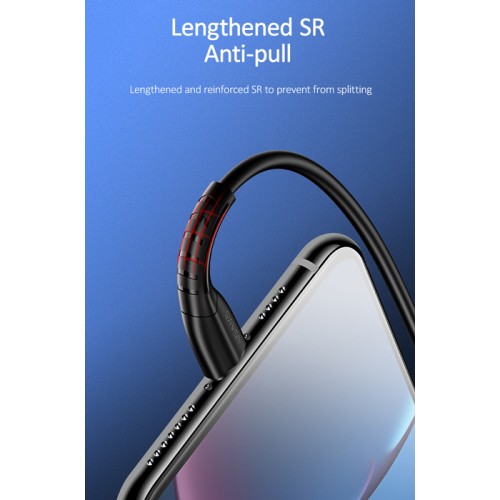 USAMS USAMS καλώδιο Lightning σε USB US-SJ364, 2A, 1m, μαύρο