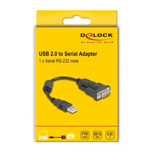 DELOCK DELOCK αντάπορας USB σε RS-232 61549, 921.6Kbps, 0.25m, μαύρος