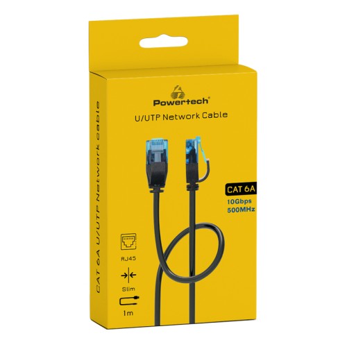 Powertech POWERTECH καλώδιο δικτύου PTR-0142 Cat 6a U/UTP, copper, slim, 1m, μαύρο