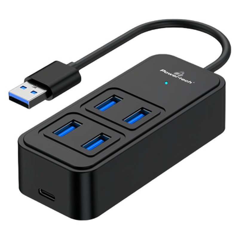 Powertech POWERTECH USB 3.2 hub PTR-0153, 4x θυρών, 5Gbps, USB σύνδεση, μαύρο