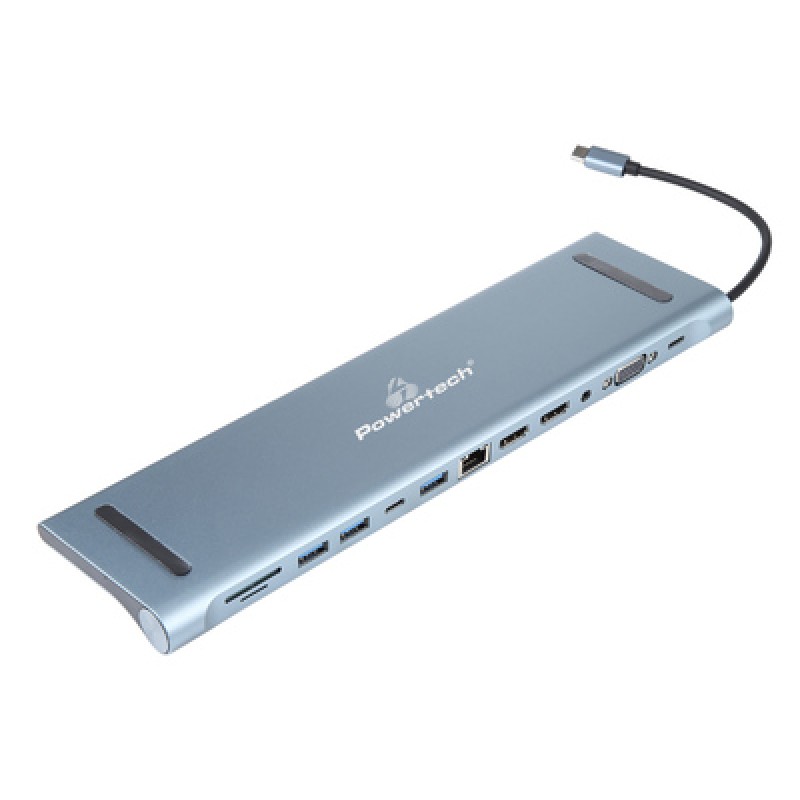 Powertech POWERTECH docking station BYL-2003U2, 12 θυρών, βάση laptop, USB-C, γκρι
