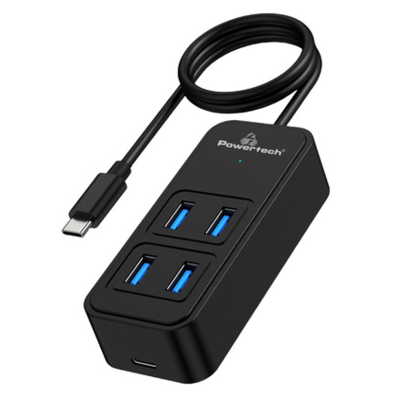 Powertech POWERTECH USB 3.2 hub PTR-0156 4x θυρών, 5Gbps, USB-C σύνδεση, 1m, μαύρο