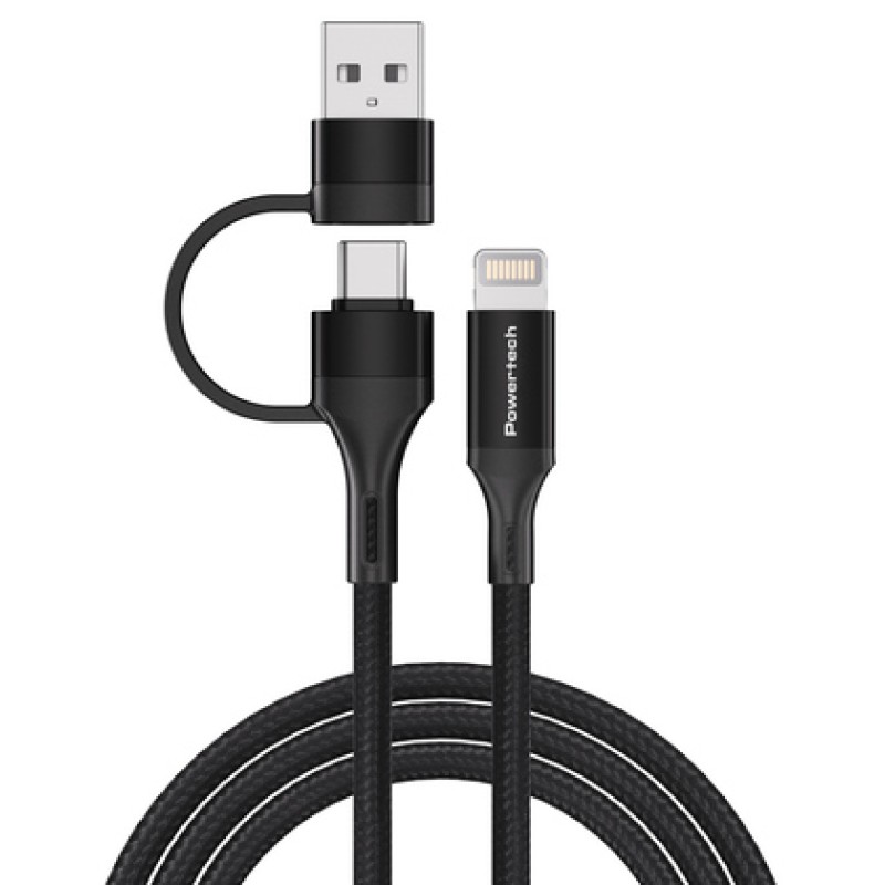 Powertech POWERTECH καλώδιο USB & USB-C σε Lightning PTR-0159, PD 27W, copper, 1.5m, μαύρο
