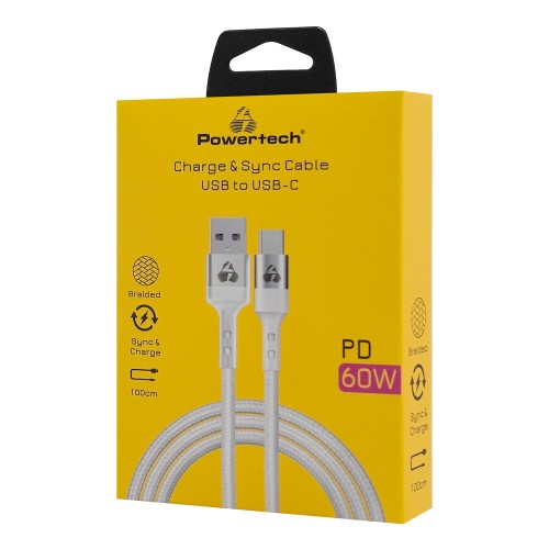 Powertech POWERTECH καλώδιο USB-C σε USB PTR-0160, 60W, 480Mbps, 1m, λευκό
