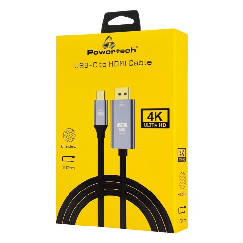 Powertech POWERTECH καλώδιο USB-C σε HDMI PTR-0171, 4K/60Hz, 10.2 Gbps, 1m, μαύρο
