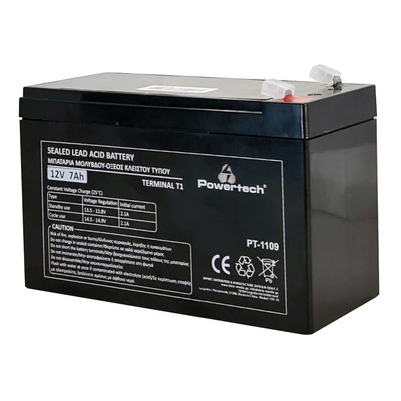 Powertech POWERTECH μπαταρία μολύβδου PT-1109, 12V 7Ah, T1