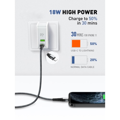 LDNIO LDNIO καλώδιο Lightning σε USB-C LC111, 30W PD, 1m, γκρι